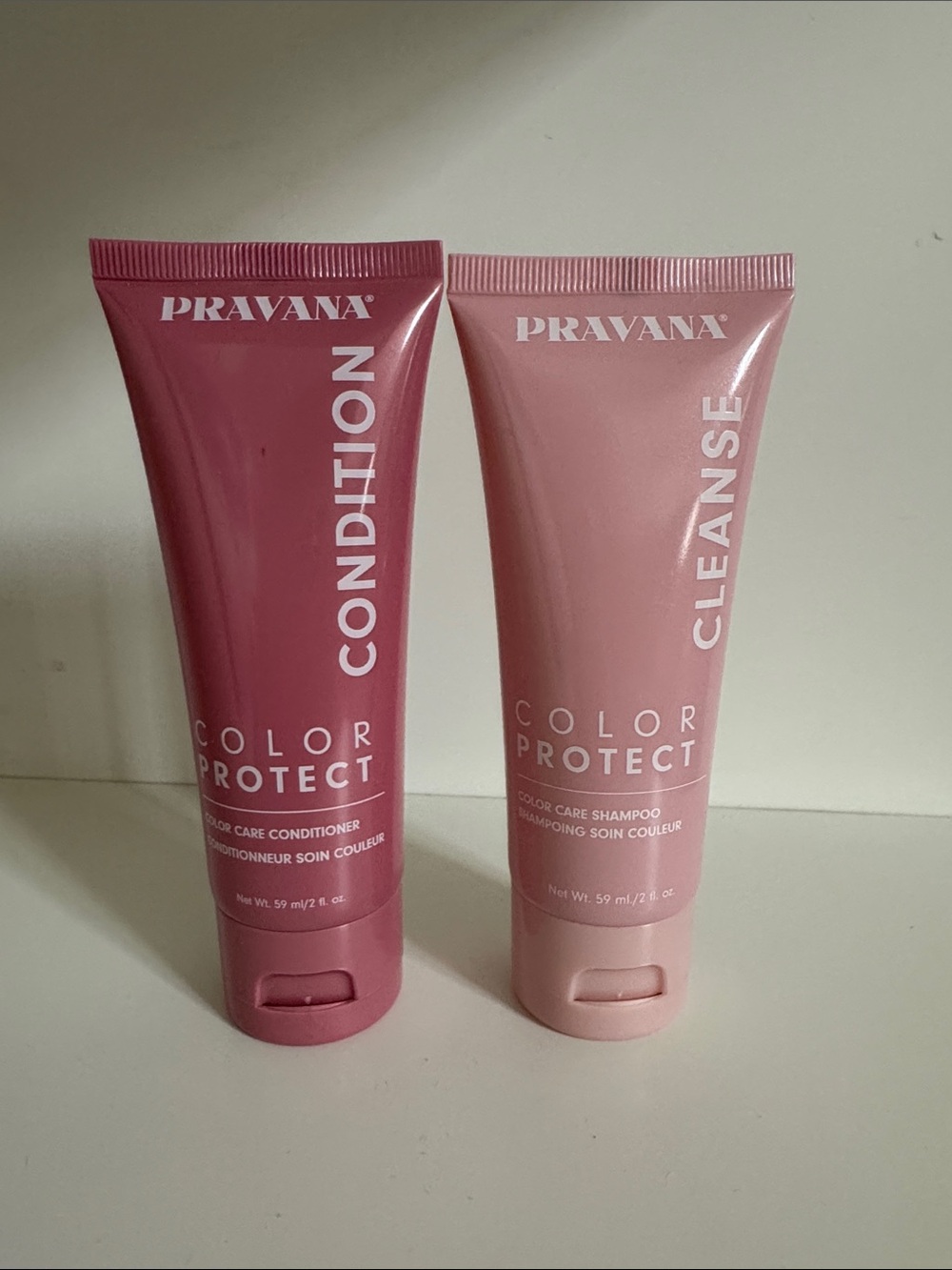 PRAVANA Color Protect Cleanse & Condition Pink travel size shampoo conditioner